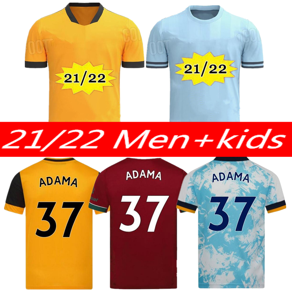 

2021 2022 RAUL NEVES Wolves Soccer Jerseys PODENCE ADAMA Adult Kids Equipment 20 21 22 Wolverhampton football shirts Doherty Men kits maillots de foot, Black;yellow