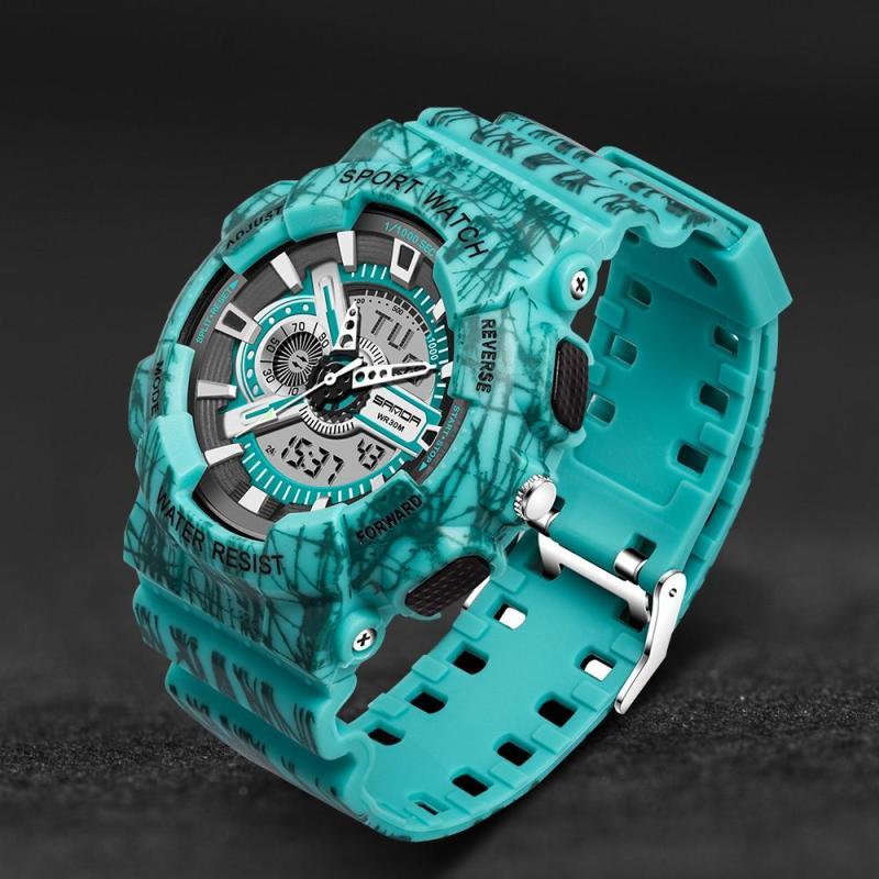 

Wristwatches SANDA Men's Brand Sports Watch G Style Military Army Men Camouflage Luxury Strap Waterproof LED Digital Quartz, Slivery;brown