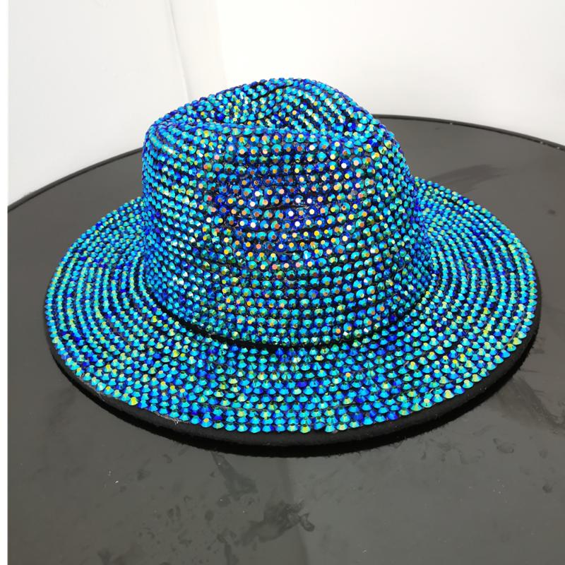 

Wide Brim Hats Bling Fedoras White Rhinestone Fedora Unisex Hat Jazz Party Club Men For Women And Wholesale Tophat, 10