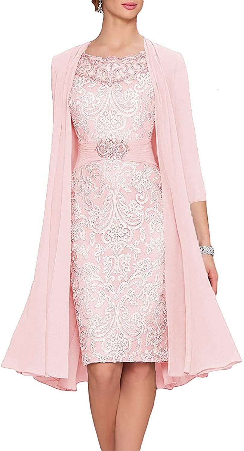 

Chiffon Lace Knee Length Mother Of The Bride Dress With Jacket A-line Short Evening Gown Vestido De Novia Mothers Wedding Dress, Turuqoise