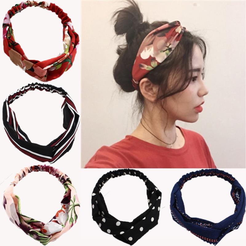 

Hair Accessories Fashion Women Hairband Bohemian Girls Turban Bandage Summer Floral Headband Twisted Knotted Headwrap Bands