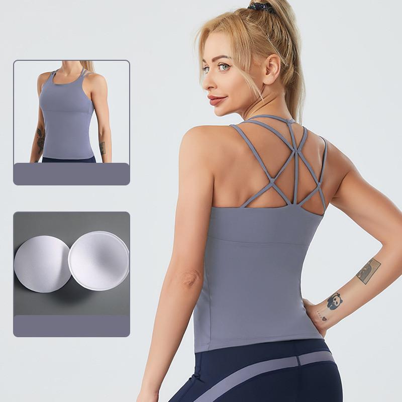 

Yoga Outfit TQTQKK Shirt Women Gym Sports Shirts Cross Back Top Women's Fitness Sleeveless Vest