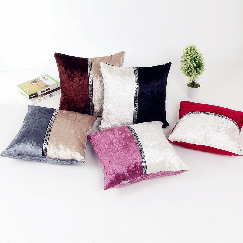 

Cushion/Decorative Pillow Modern Fashion Simple Patchwork Pillowcase Silver Belt Decorative Plush Cushion Covers Livingroom Sofa Chair Throw
