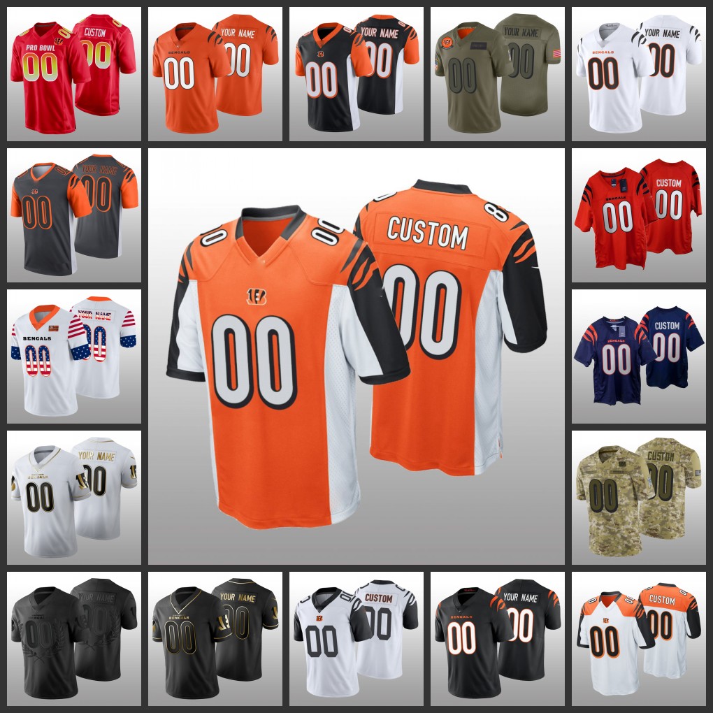 

Cincinnati's Bengals's Men Women Youth #00 Custom Independence Day Salute to Service Golden Edition Jersey, Black