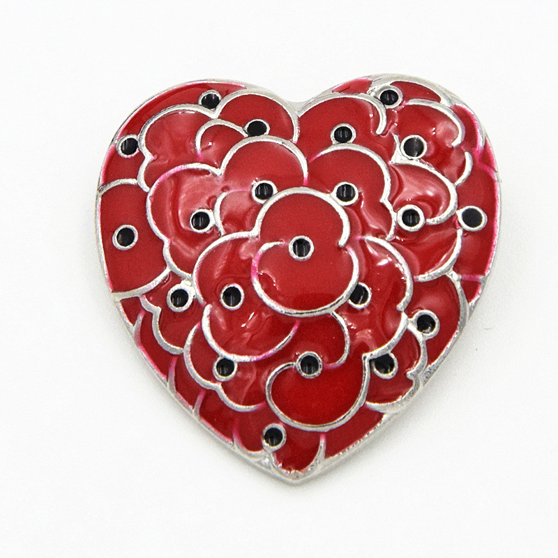 

Red Heart Pretty Poppy Flower Pin Brooch Memorial Day Poppy Brooch Royal British Legion Poppy Flower Pins Badge 1731 T2