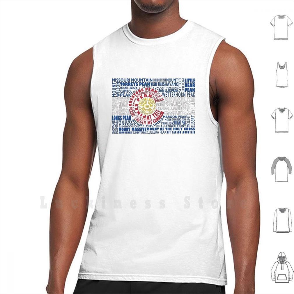 

colorado fourteeners state flag 14ers tank vest 100% cotton mountain, White;black