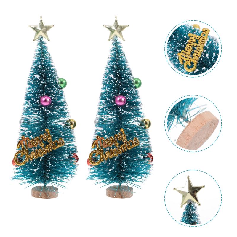 

Christmas Decorations 2Pcs Decorative Artificial Tree Ornaments Adorable Desktop Adornments