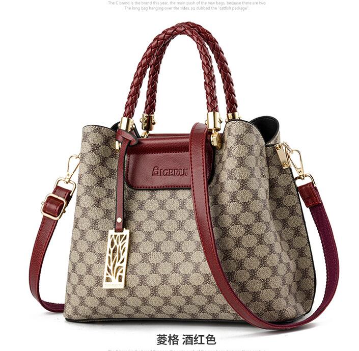 

2021 Female Tote Bag Designers Luxury Handbags Printed Bucket simple women Famous Brand Shoulder Ladies Bolsos, Burgundy