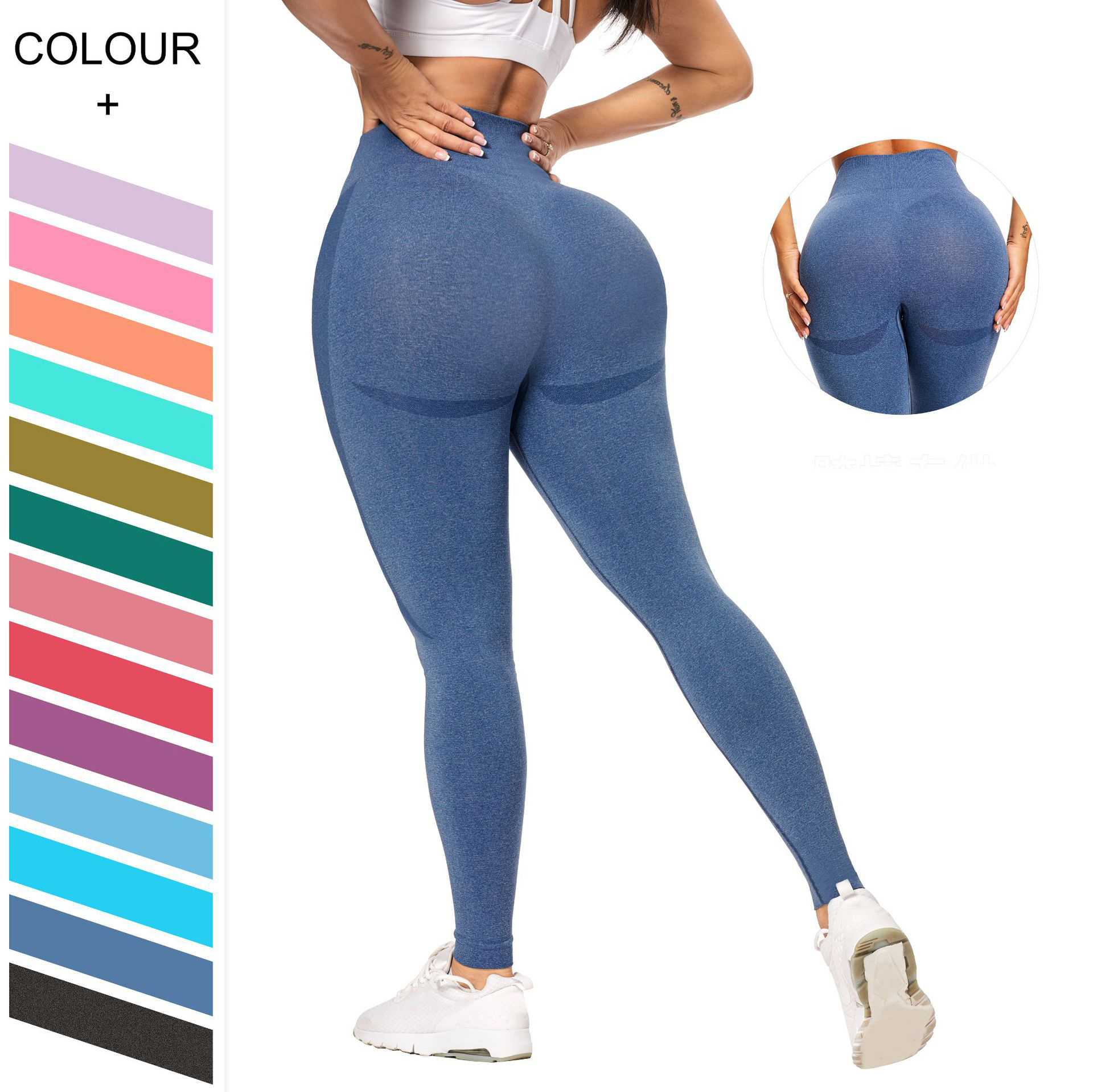 

Yoga Outfit Sports Exercise Fitness Wear Clothing Thick Peaches High WaistLift HipsbFemale Smiling Face Seamless Naked Pants, Grey