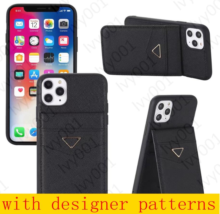 

P fashion designer phone case for iPhone 13 pro max 12 mini 11 pro X XR XS XSMAX 7 8 plus back shell with wallet support Cover O11, Black