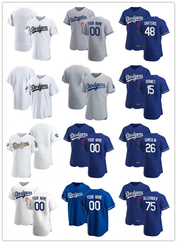 

2021 gold program Custom Jersey Mens 75 Scott Alexander 26 Tony Gonsolin 48 Brusdar Graterol 15 Austin Barnes Baseball Jerseys, Blue;black