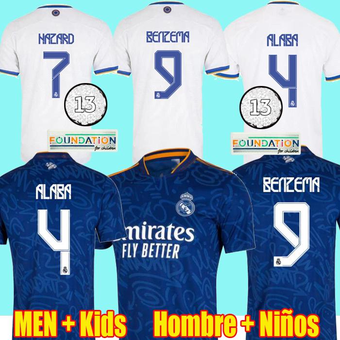

Real madrid jerseys BENZEMA soccer 21 22 Fans Player football shirts ALABA HAZARD CASEMIRO MODRIC VINI RODRGO VALVERDE 2022 camiseta men kids kit uniform maillot, Player home+ucl