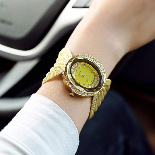 

Wristwatches Watch For Women 2021 European Style Ladies Female Quartz Gold Rhinestone Watches Montre Femme