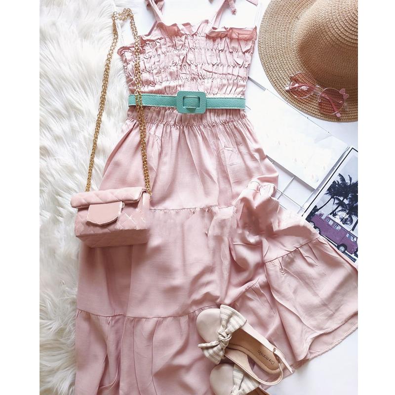 

Girl's Dresses FOCUSNORM 3 Colors Kids Girls Summer Holiday Dress Outfits 3-8Y Solid Ruffles Strap Sleeveless Lace Up A-Line Sundress, Orange