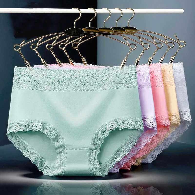 

5Pcs/Set High Waist Women Panties Soft Cotton Seamless Sexy Lace Women Comfort Underwear Body Shaper Female Breathable Lingerie 210720, 6102