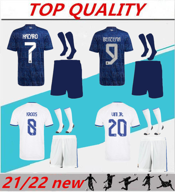 

21/22 Real Madrid soccer jerseys adult sets 2021 2022 camiseta de futbol BENZEMA MODRIC ISCO HAZARD KROOS football shirts kits, 21/22 home