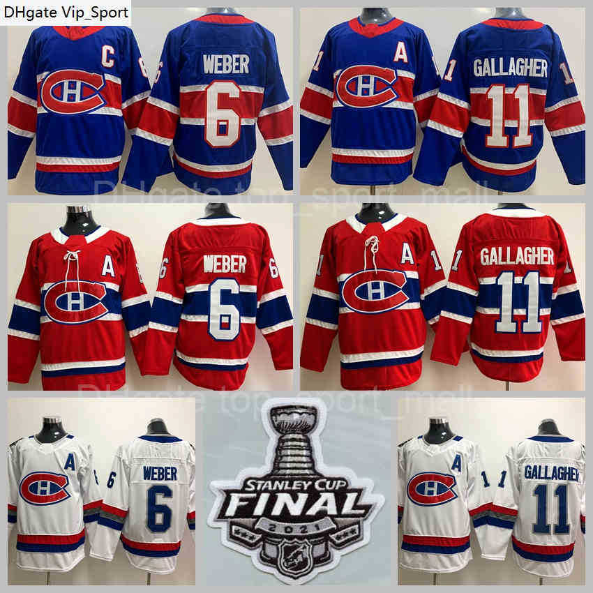 

Ice Hockey Stanley Cup Final Patch 2021 Montreal Canadiens 11 Brendan Gallagher Jersey 6 Shea Weber Jerseys Stitched Good Man Reverse Retro, Men blue