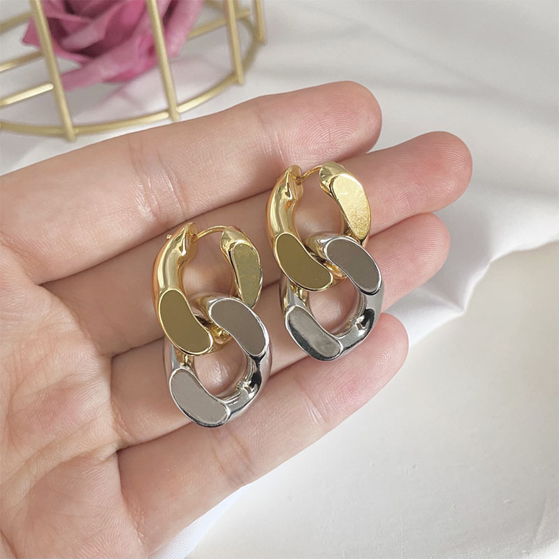 

2021 ear cuff dangle repurposed luxury jewelry high end stud earrings gold silver two color stainless steel chain earings for women fashion good earring