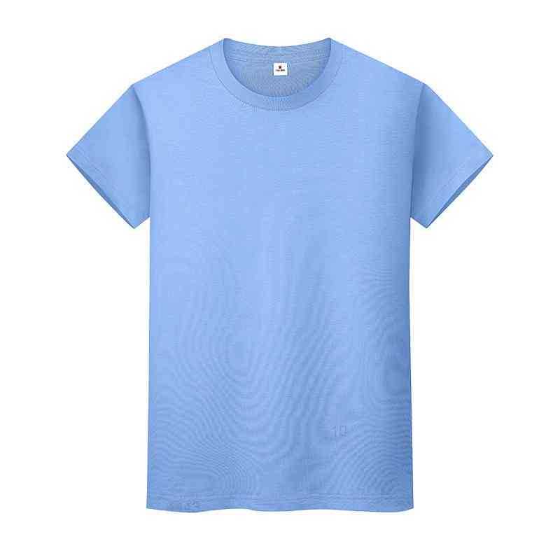 

men and women round neck solid color T-shirt summer cotton bottoming short-sleeved half-sleeved BNY2Fi