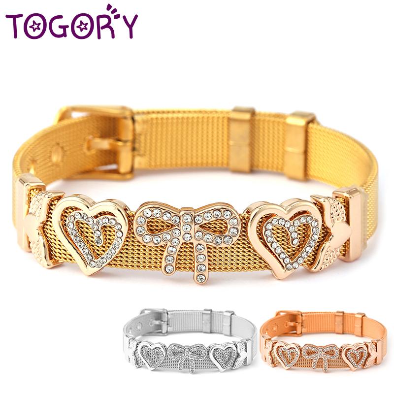 

Beaded, Strands Gold Color Stainless Steel Mesh Bracelets For Women Original Hollow Love Bowknot Beads Belt Keeper Bracelet Bangle Jewelry G, Black