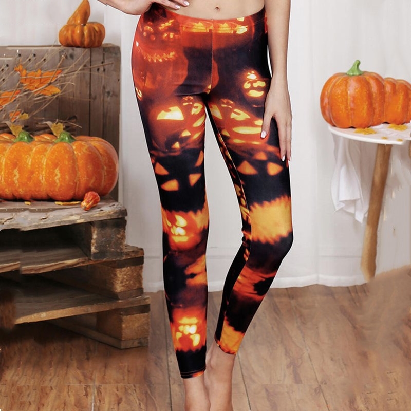 

Fashion Print Halloween Women's Slim Pants Stretch Leggings Exercise Fitness Party Casual Sport Long Trousers 210526, 3390-print