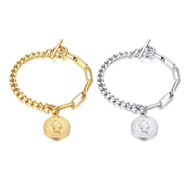 Charm Bracelets Romantic Coin Bracelet Stainless Steel Jewelry Fashion Accessories Gorgeous Personality Girlfriend Engagement Gift Wholesale-image-711439814