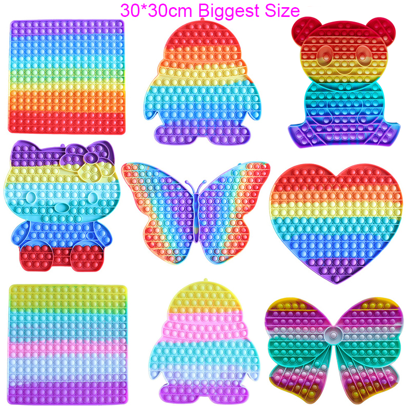 

30*30cm Large Rainbow Pioneer Fidget Toys Children's Push Pop Puzzle Decompression Toy Autism Stress Relief Sensory Board Game
