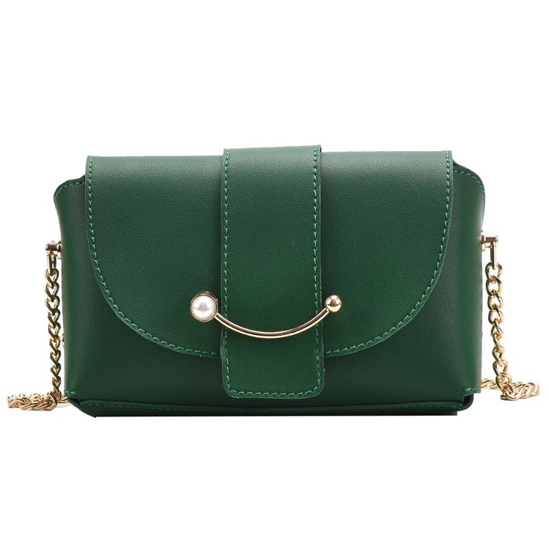

Fashion Shoulder Bag For Women 2021 Female Crossbody Small Green Simple PU Leather Youth Chain Designer Solid Color Cross Body