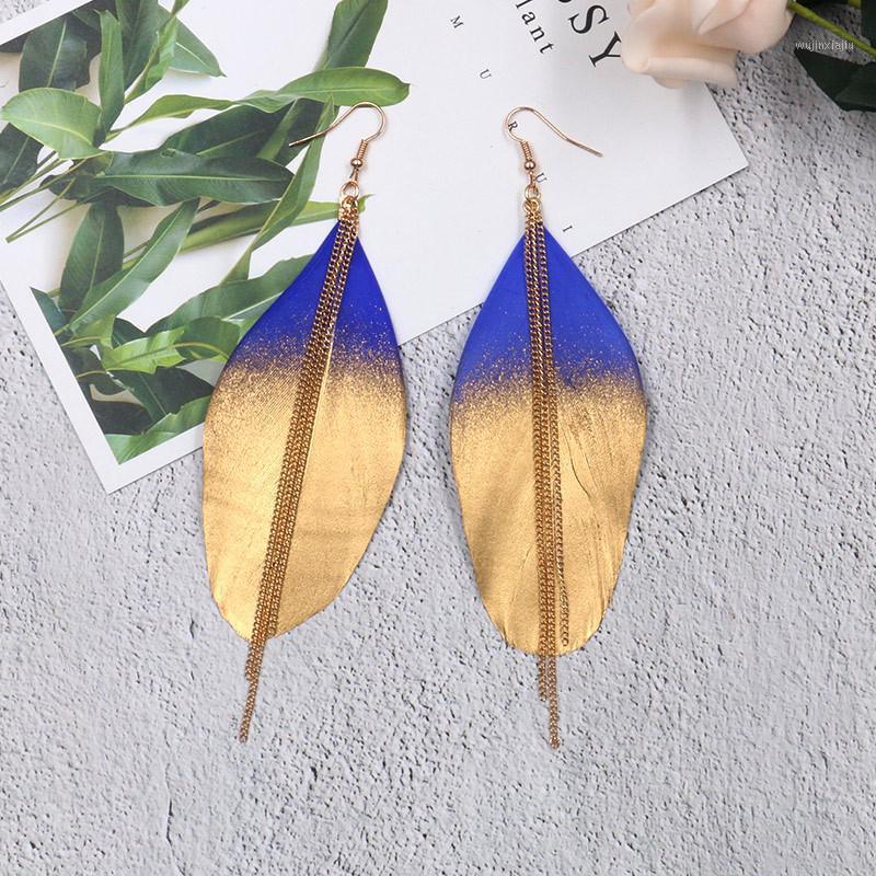 

Dangle & Chandelier Tassel Chain Supply Color Flash Gold Pink Feather Ear Hook Tack Earrings Eardrop