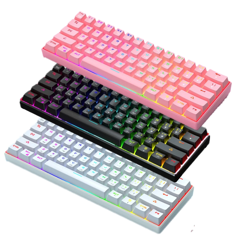 

60% RGB Backlight Mini Mechanical Gaming Eagiacme Blue Switch Keyboard Bluetoot/Wireless/2.4Ghz/USB Wired 3 Mode Connection Support Customized