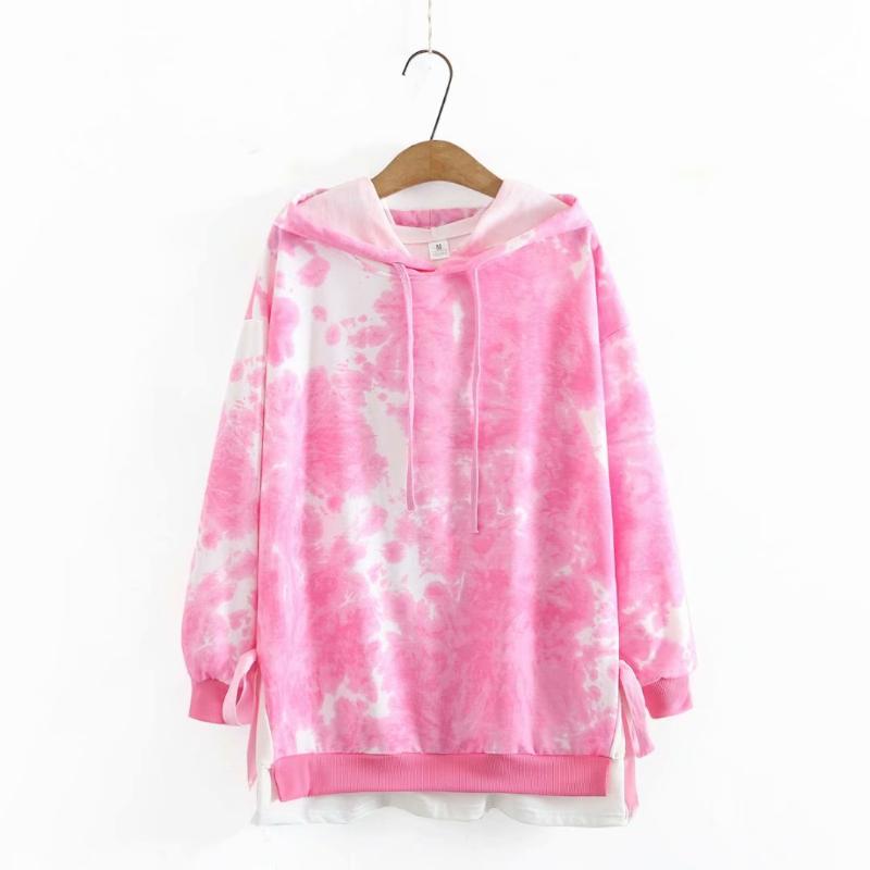 

Women's Hoodies & Sweatshirts Plus Size Loose Hooded Drop-shoulder Sleeves 2021 Tie Die Spring Autum Pullover Woman Clothes, Black
