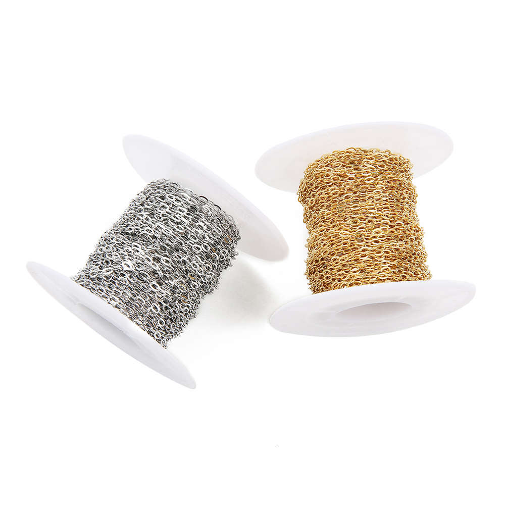 

2*m Gold Plated Fashion Stainls Steel Jewelry 10 Yards/Roll chain Necklace Making O Chain with Round Wire In Spool