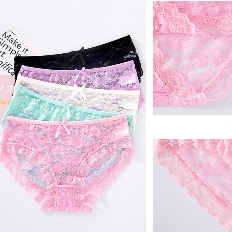 

Women's Panties JIAYAN Sexy Underwear Lace Cotton Lingerie Pants Breathable Hollow Seamless Women Underpant 2021, Black