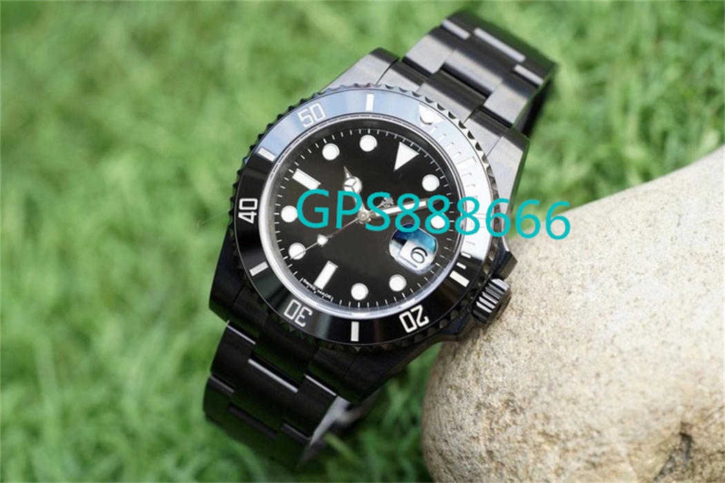 

New luxury ar factory men's sports watch DLC electroplating + anti fingerprint coating 116610ln sapphire mirror 40mm 3135 movement 904L fine steel case chain, Black