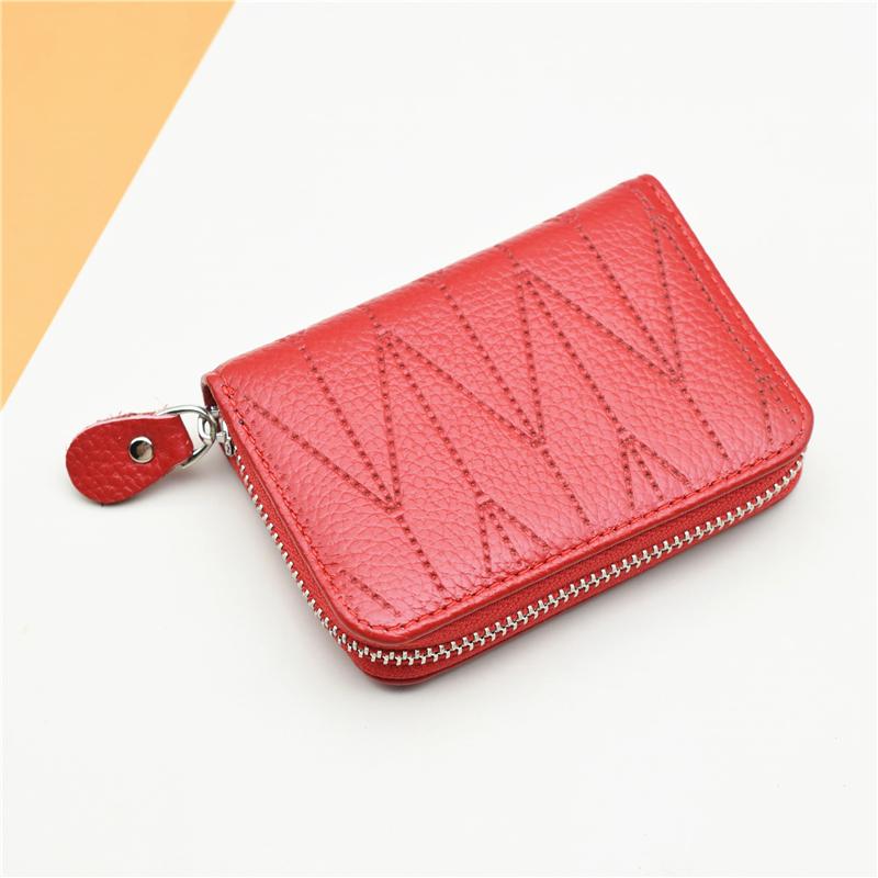 

Card Holders Cow Leather Holder Wallet Women/men Black/green/pink/brown/blue/red ANTI-RFID Case PU Bag