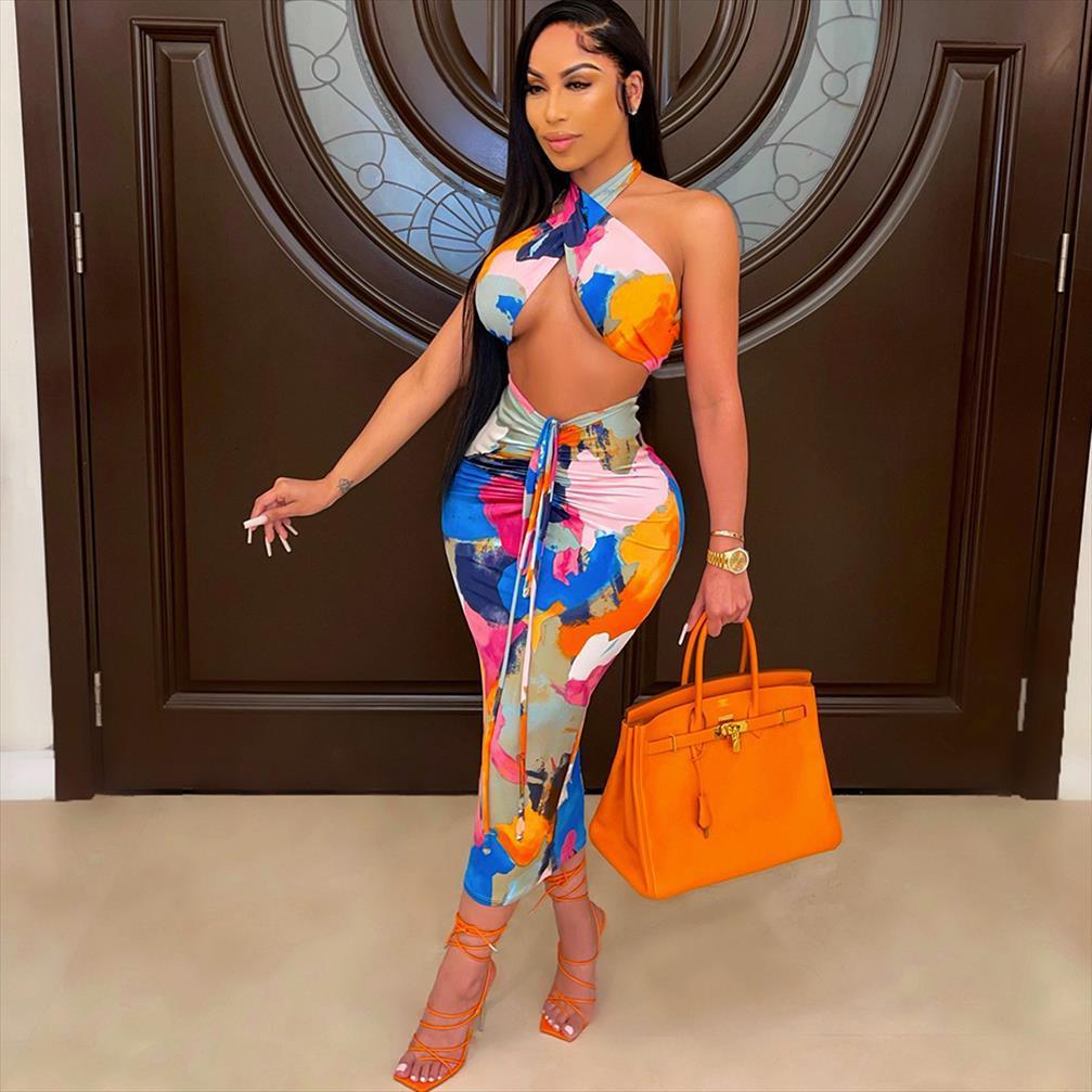 

crop long women tracksuits skirts suits piece set summer party 2 outfits halter off shoulder ruched beach skirt, Gray