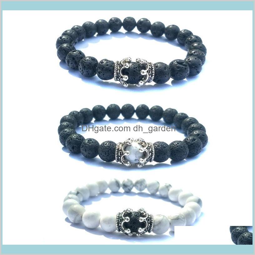 

Howlite Queens Crown 8Mm Black Lava Beads Diy Aromatherapy Essential Oil Diffuser Bracelet Jewelry Lttwf Beaded Strands 6Zufd