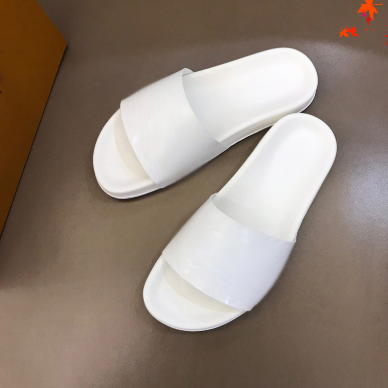 

2021 Slipper Designer Slide Summer sandals Fashion Men Beach Indoor Flat Flip Flops Leather luxurys Shoes mens Slippers with box Size 39-45 -H133, White