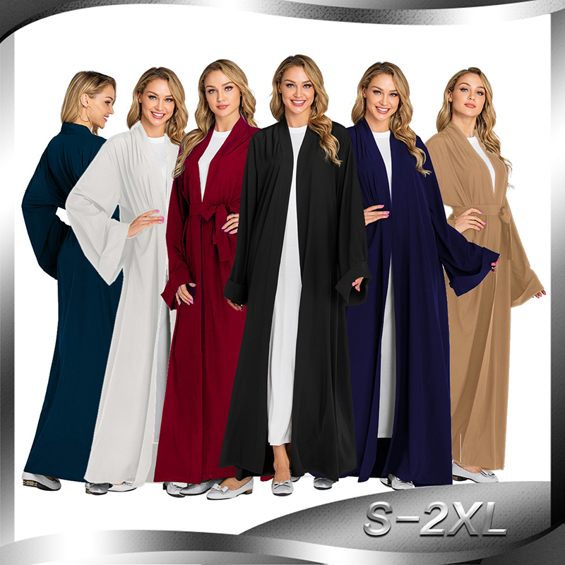 

Solid Kimono Open Abaya Dubai Kaftan Muslim Hijab Dress Abayas For Women Robe Africaine Femme Caftan Turkish Islam Clothing Oman