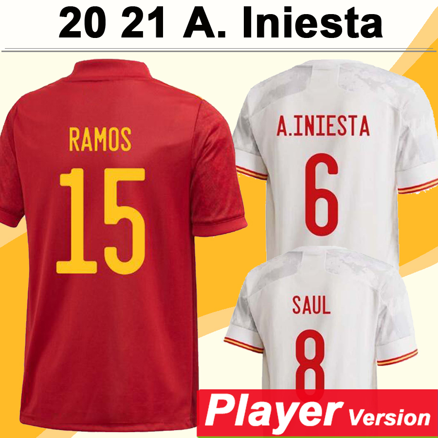 

2021 KOKE PEDRI Mens Player Version Soccer Jerseys MORATA F. TORRES ALBA A. INIESTA SERGIO RAMOS SARABIA ADAMA Home Away Football Shirts, Qy2027 2021 away --- patch