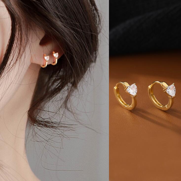 

Hoop & Huggie SMTCAT Earring 925 Sterling Silver Romantic Zircon CZ Love Heart Ear Buckle Earrings For Women Chic Teen Wedding Jewelry