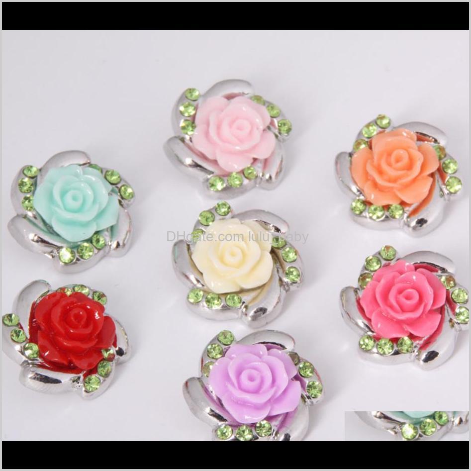 

Bracelets Drop Delivery 2021 Mix Color 18Mm Rose Flower Metal Snap Chunk High Quality Charm Rhinestone Styles Button Ginger Snaps Jewelry Diy, Golden;silver
