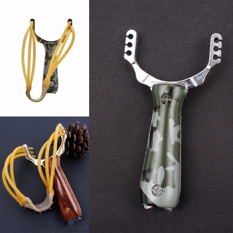 

Powerful Slingshot Sling Aluminium Alloy Camouflage Wood Slingshot Outdoor Hunting Bow Catapult Shooting Game Accessories 161 W2