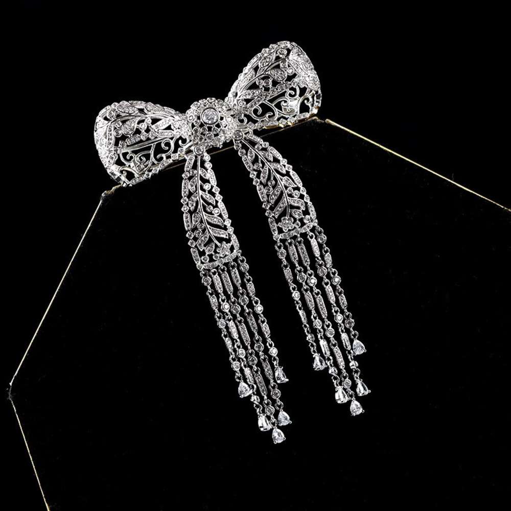 New bowknot tassel fashion shining atmosphere Brooch suit coat shirt pin female accessories-image-695406331