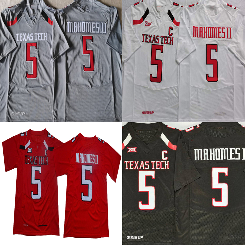 

Texas Tech 5 Patrick mahomes II Red NCAA Football Jersey double needle name and number high quality fast delivery, Black