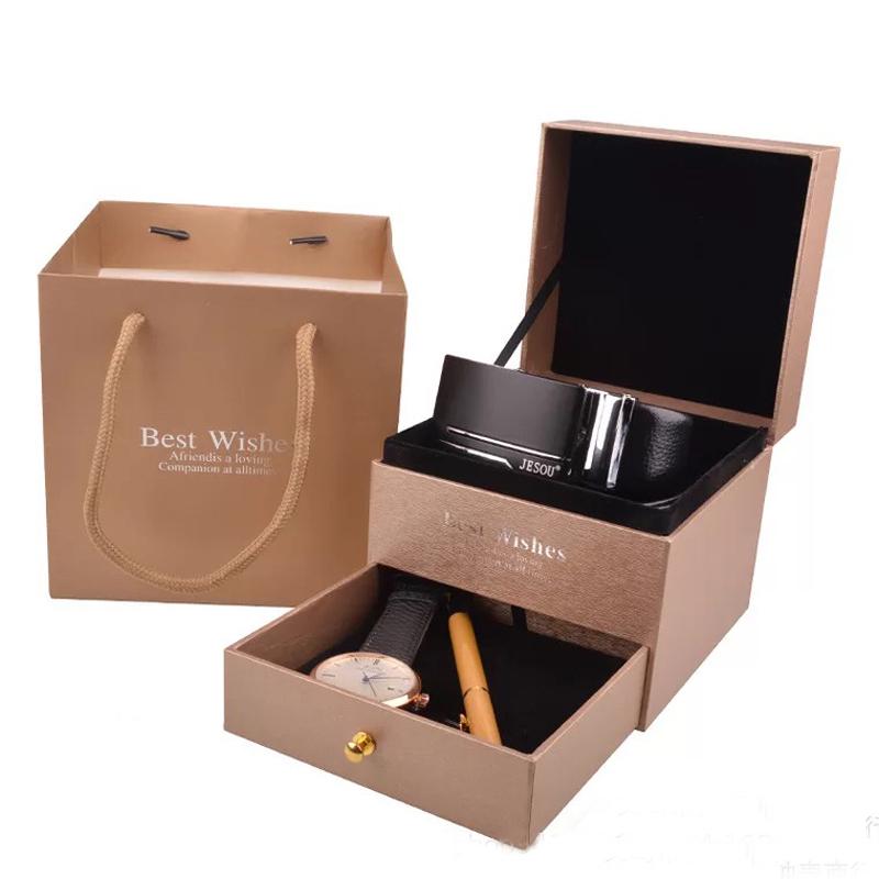 

Men Watch Gift Set Fashion Business Waterproof Wristwatch Leather Belt Signing Pen High Quality Present For Husband Father Wristwatches, Black