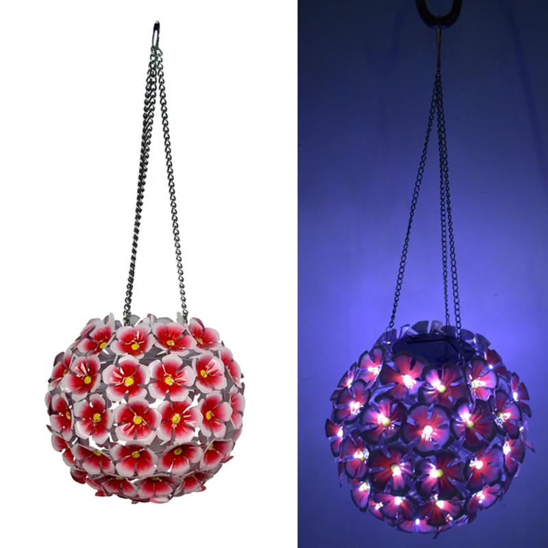 

Solar Lamps Sunlight Street Light Powered LED Flower Lantern Night Hydrangea Ball Hanging For Garden Decoration