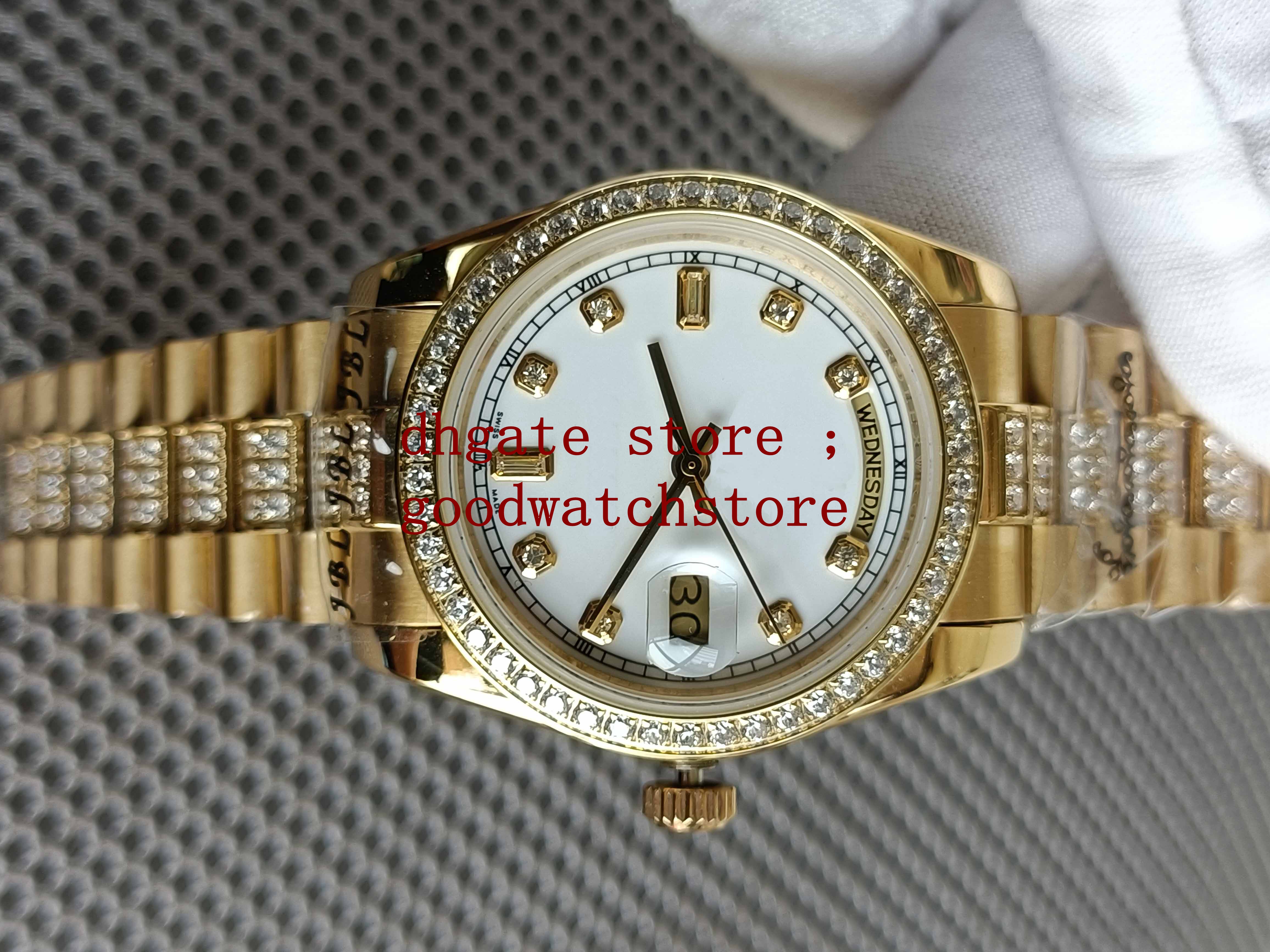 

box Women's Automatic 36mm Wristwatches white Dial Cal.2813 Day-Date ETA Movement Mechanical Wristwatch Diamond inlay jubilee bracelet Ladies
