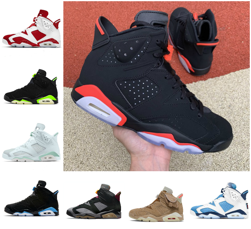 

2022 Jumpman Black Infrared 6 6s Mens Basketball Shoes Bordeaux Gold Hoops Flint Carmine Electric Green Travis British Khaki Tinker Oregon Ducks UNC Trainer Sneaker, Bubble package bag