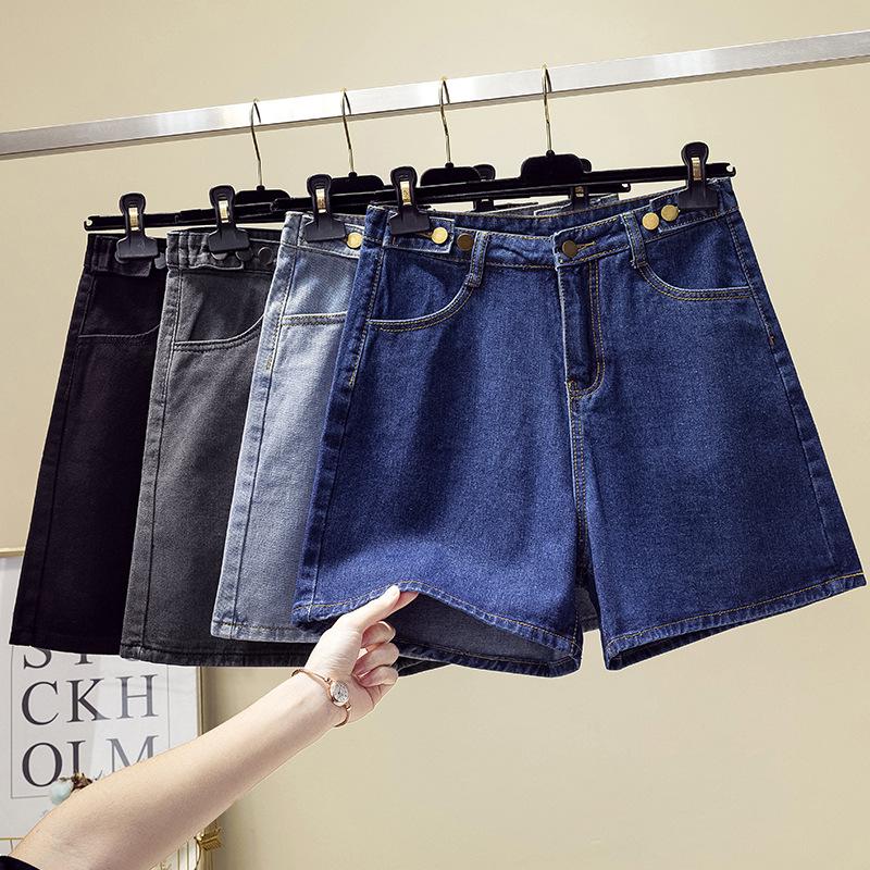 

Women's Shorts Plus Size M-5xl Women Wide Leg Jeans Casual Retro High Waisted Loose Thin Crimping Female Brand Clothing, Dark blue